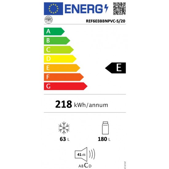 Ψυγειοκαταψύκτης εντοιχιζόμενος Bertazzoni REF60 3BBN PVC-S/20 - 177 x 54,0 x 54,5 εκ. 